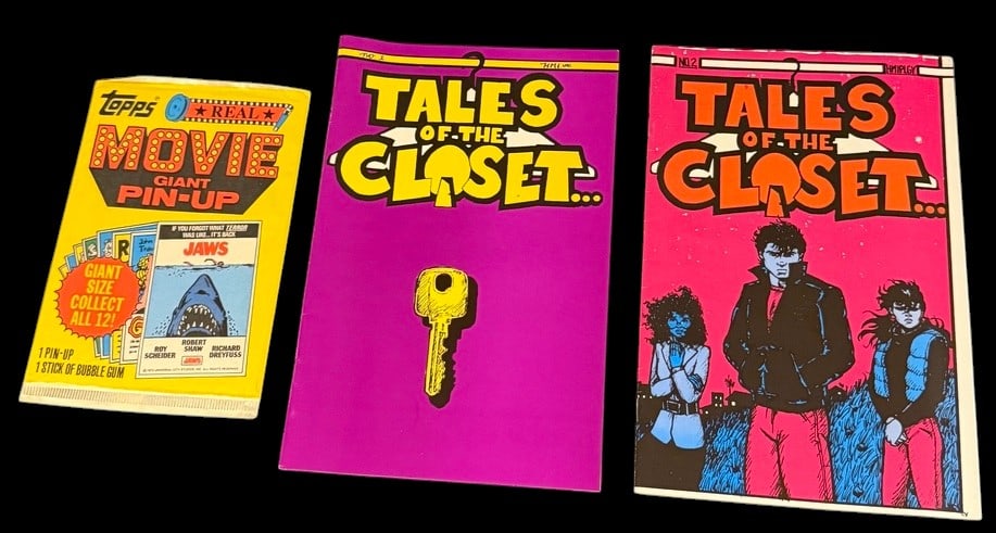 Three Vintage Pop Culture Collectibles Including Tales of the Closet Issues 1 and 2 and a Topps Jaws (1 of 1)