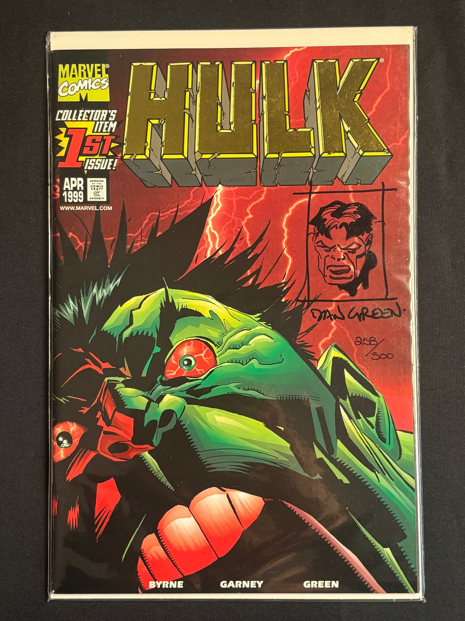 Hulk 1 Dynamic Forces Gold Foil Variant Re-Marked Edition Signed and Sketched by Dan Green (1 of 2)