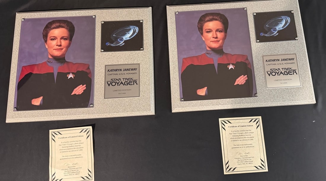 A Pair of Star Trek Voyager Kathryn Janeway Limited Edition Photo Plaques by The Score Board Inc. (1 of 1)