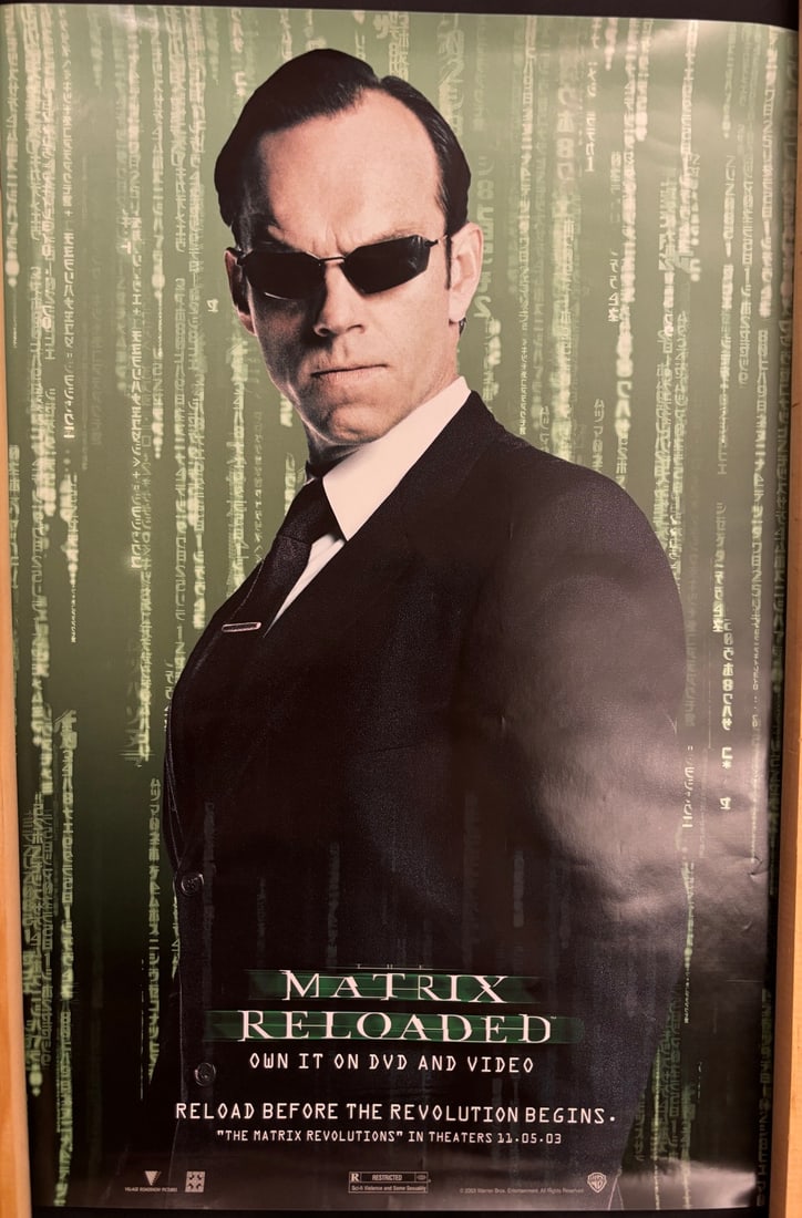 The Matrix Reloaded Agent Smith DVD and Video Promotional Poster (1 of 1)