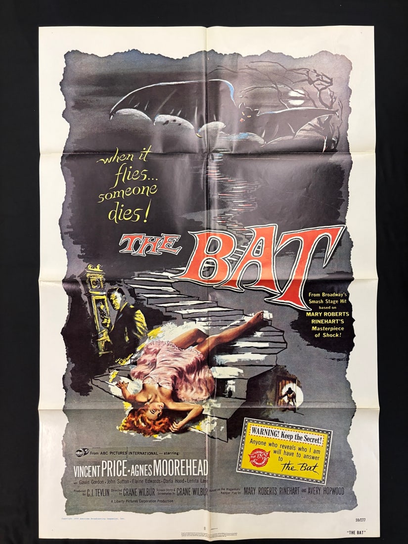 The Bat 1959 Original One-Sheet Movie Poster (1 of 1)