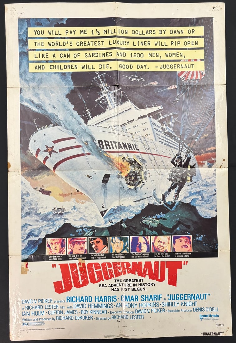 Juggernaut 1974 Original One Sheet Movie Poster (1 of 1)