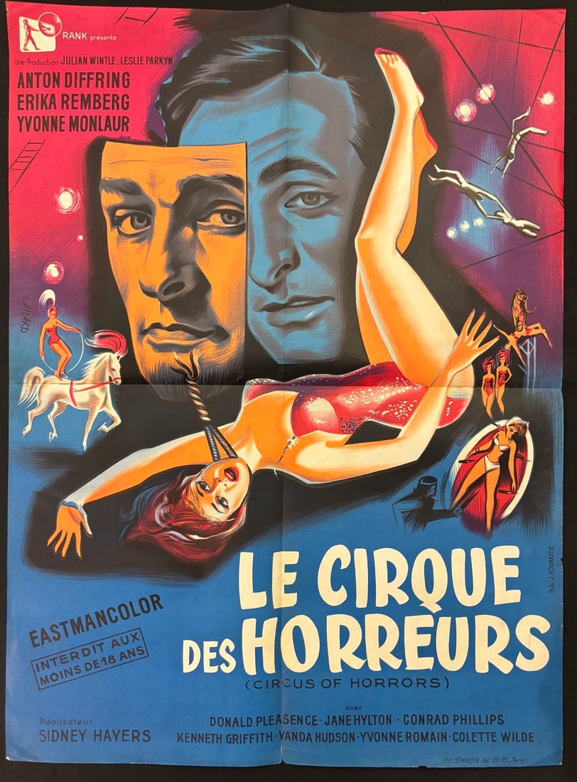 Original 1960 French Movie Poster for Le Cirque des Horreurs Circus of Horrors (1 of 1)