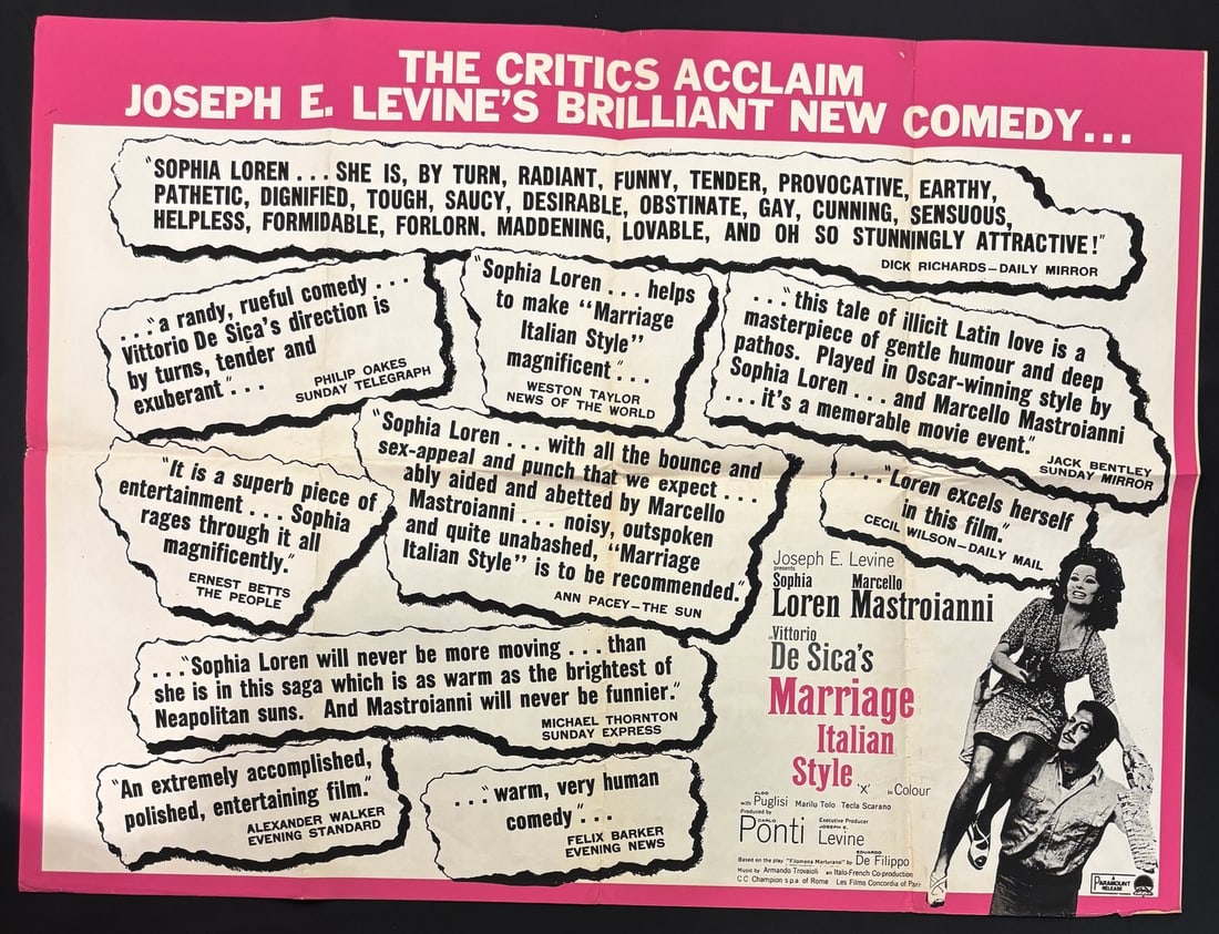 Marriage Italian Style 1964 Original British Quad Movie Poster (1 of 1)