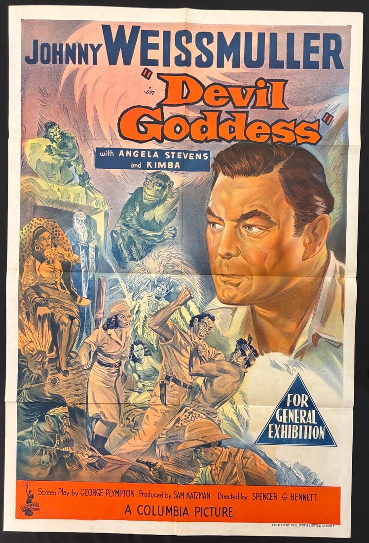 Devil Goddess Original 1955 Australian Daybill Movie Poster Starring Johnny Weissmuller (1 of 1)