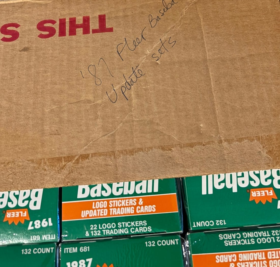 Case of 1987 Fleer Baseball Logo Stickers & Updated Trading Cards Factory Sealed Sets (1 of 2)