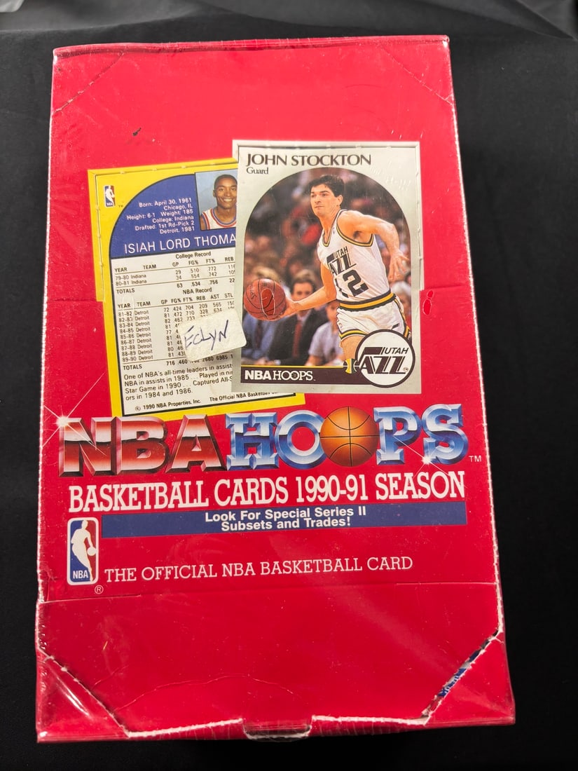 1990-91 NBA Hoops Basketball Series 2 Factory Sealed Box: A 1990-91 NBA Hoops Series 2 basketball trading card box.