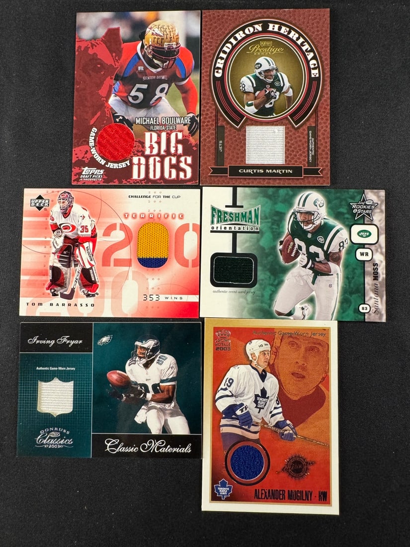 Collection of Football and Hockey Memorabilia Jersey Cards (1 of 1)