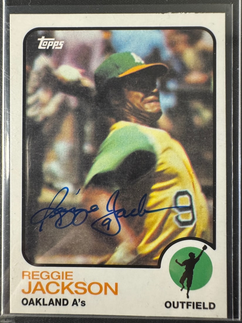 1973 Topps Reggie Jackson 255 Oakland Athletics RARE 9 Signed Baseball Card (1 of 1)