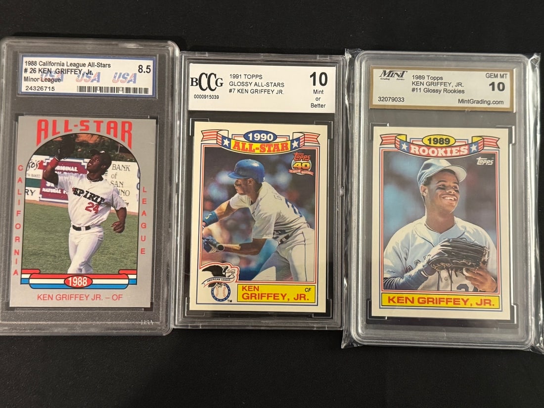 Graded Ken Griffey Jr. Baseball Cards Including 1990 Topps Glossy Rookies (1 of 1)