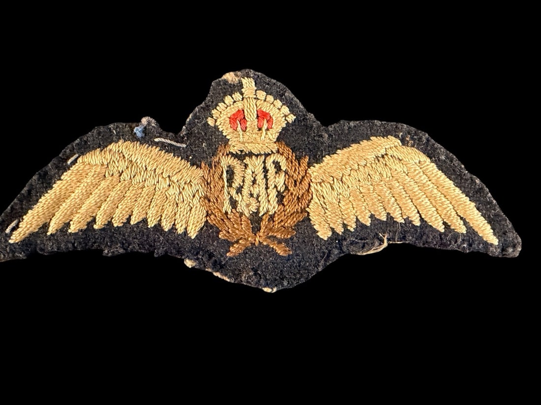 WWII RAF Wings: Flat with red crown as shown. Removed from uniform. Original