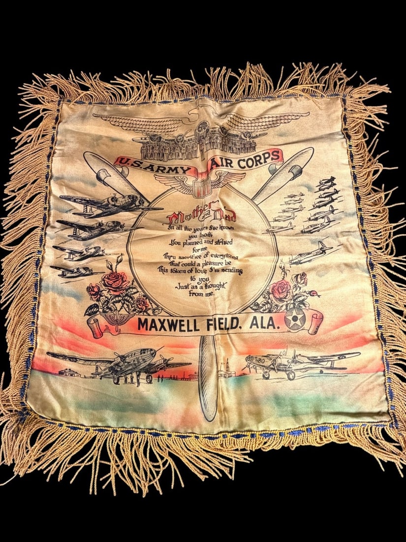 WWII Maxwell Field AAF Pillow Sham: US Army Air Corps Satin Pillow Sham for Maxwell eld AL.