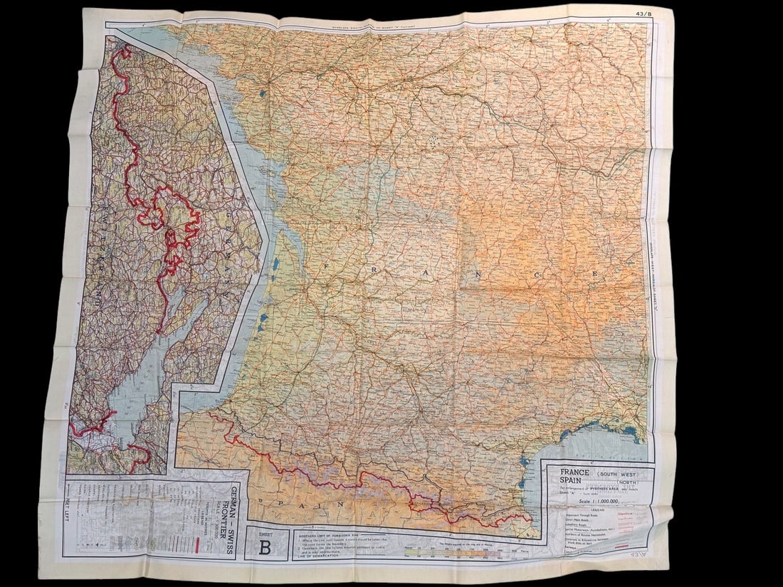 WWII AAF Silk Escape Map France A and B (1 of 3)