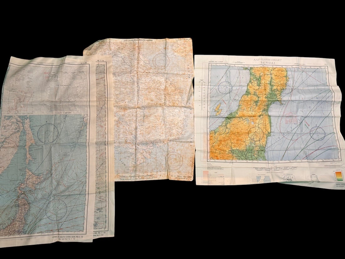 WWII AAF Silk Escape Map Lot - Japan - China (1 of 5)