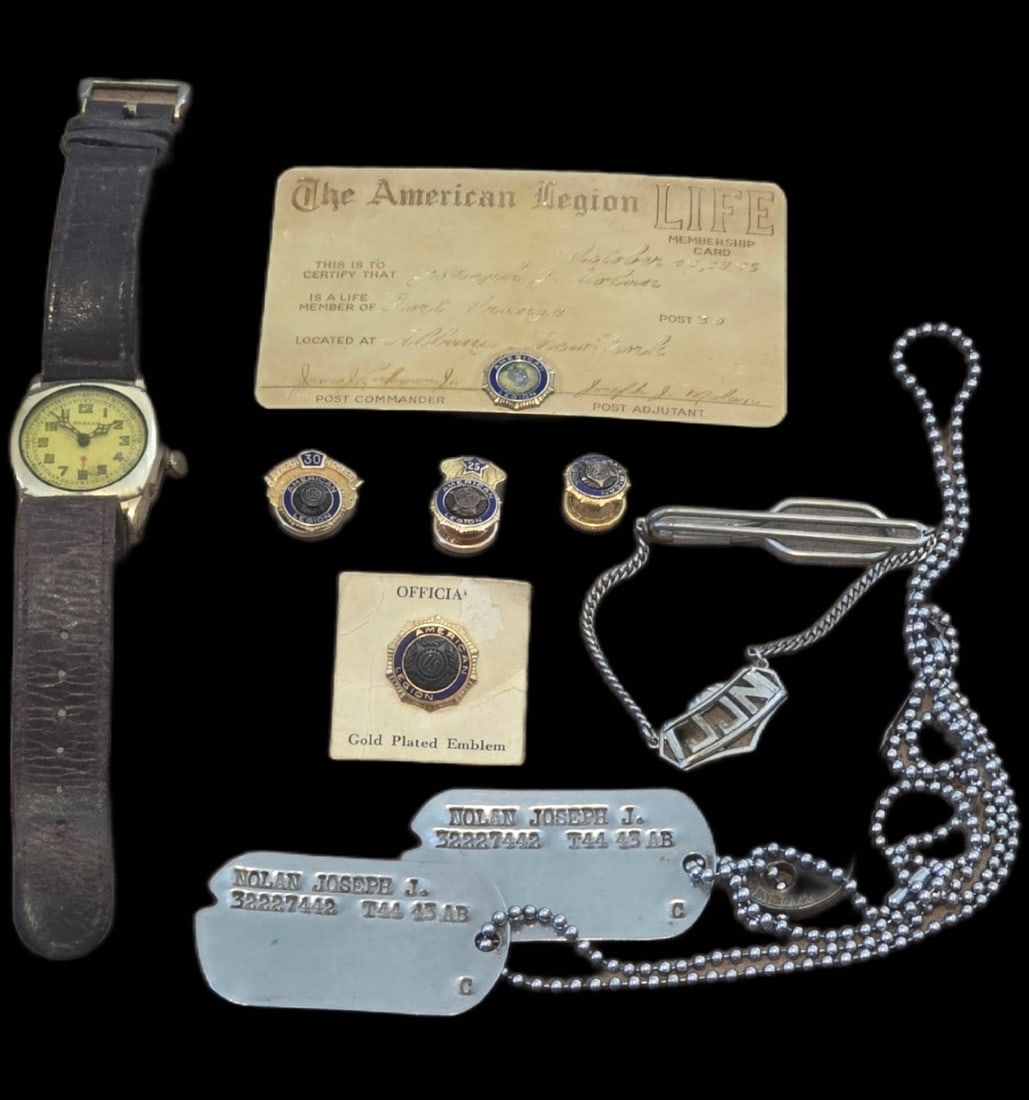 Rare WWII Group 24g 10k solid gold Legion card. 14k and 10k solid gold Legion Pins. (1 of 13)