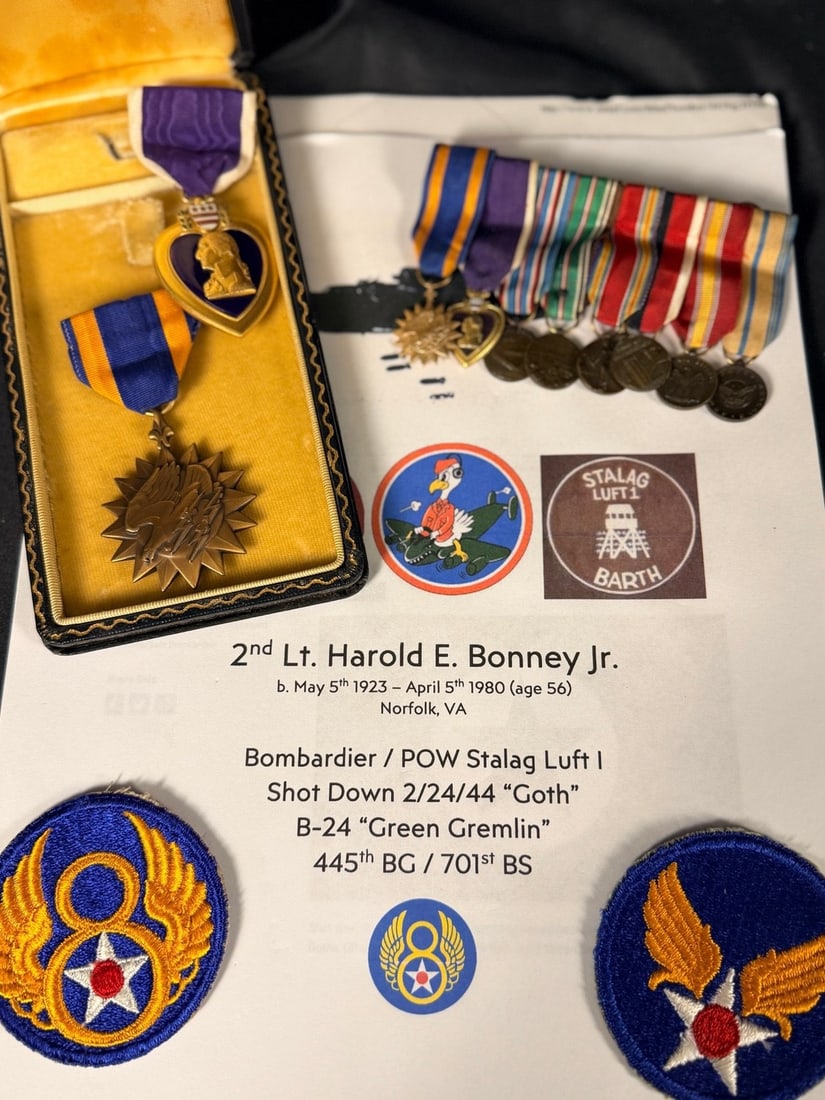 WWII AAF POW 445th BG Purple Heart Air Medal Group Named (1 of 2)