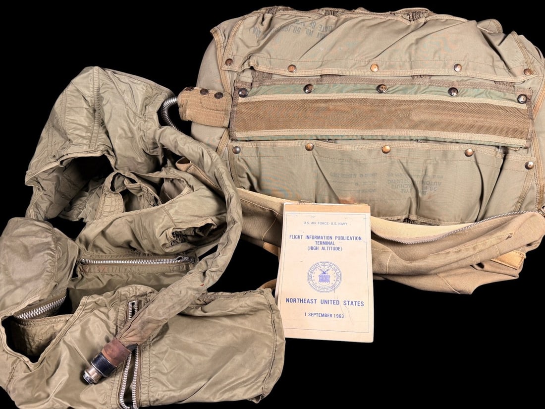 Early Cold War Era Flight Gear Collection - Parachute and G-Suit 1963 Dated (1 of 3)