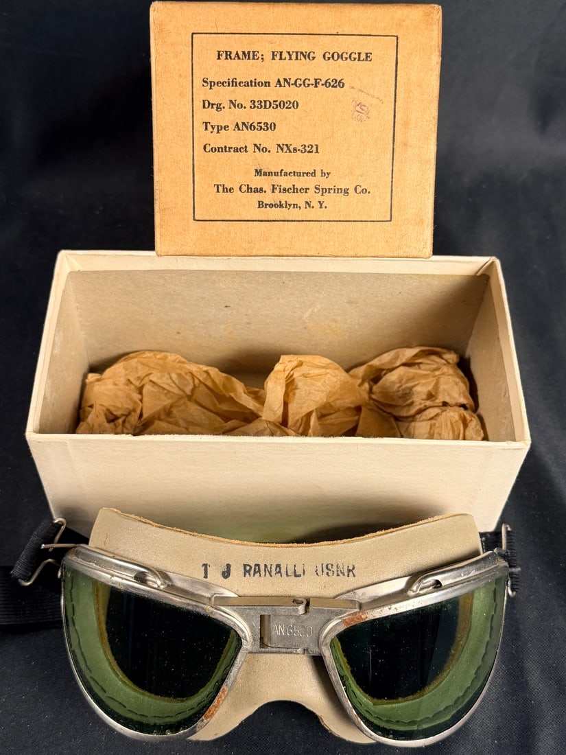 WWII AN-6530 Goggles w Box Named (1 of 2)