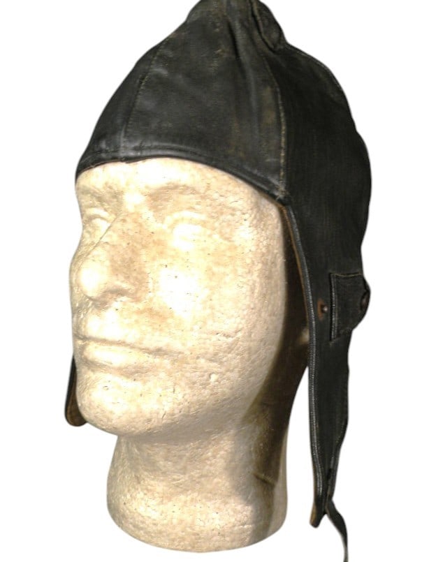WWI German Flight Helmet: Classic Lobster-Tail style German Pilots helmet from WWI.