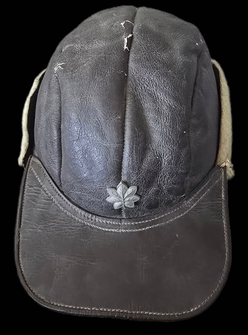 WWII Leather B-2 Flight Cap Lt. Col. Insignia (1 of 9)