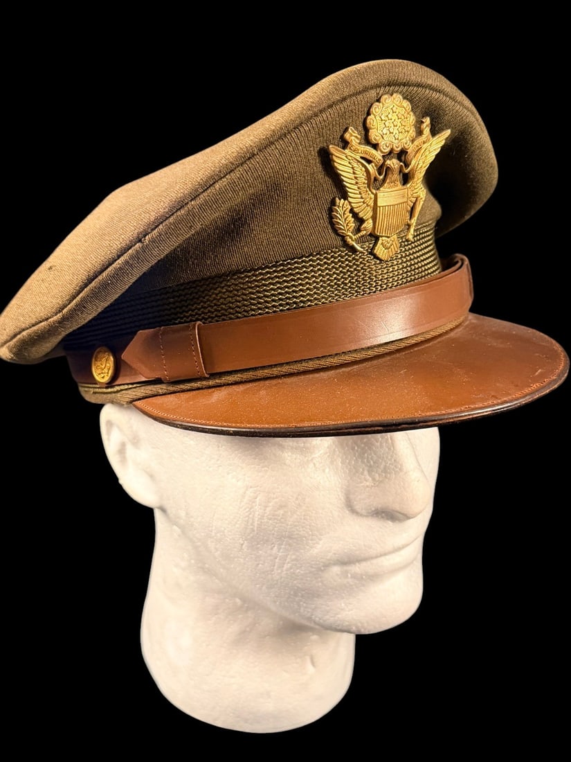 WWII ID'd US Army Officers Visor Cap (1 of 3)