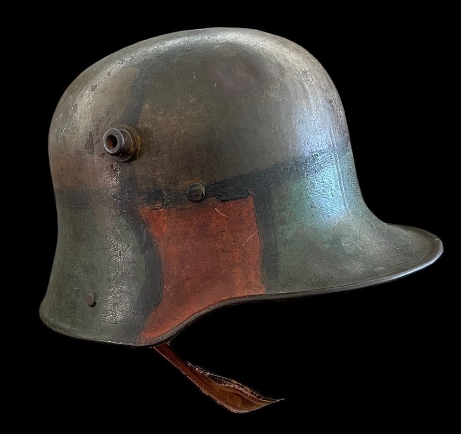 Historically Important WWI German M1918 Combat Helmet with Factory Camouflage and Integrated (1 of 7)