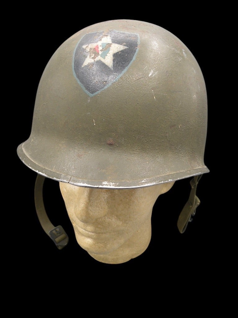 RARE WWII M1 2nd Div. Painted Helmet (1 of 10)