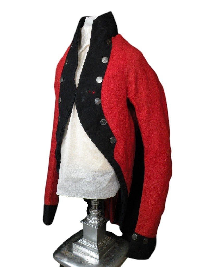 Revolutionary War Uniform coatee dating to the 1795-1800 period: This New England coatee has just come out of an older collection and this is the first time this coat has been seen in many years. It illustrates the transition between the uniforms of the revolution