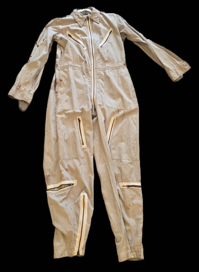 WWII K1 Light Weight Medium Flight Suit: Shows spot wear injured