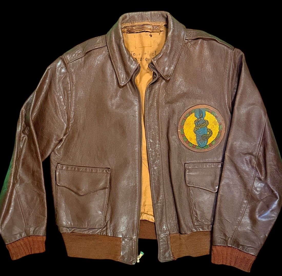 WWII A-2 Jacket with 490th Bomb Squadron Patch. Named (1 of 6)