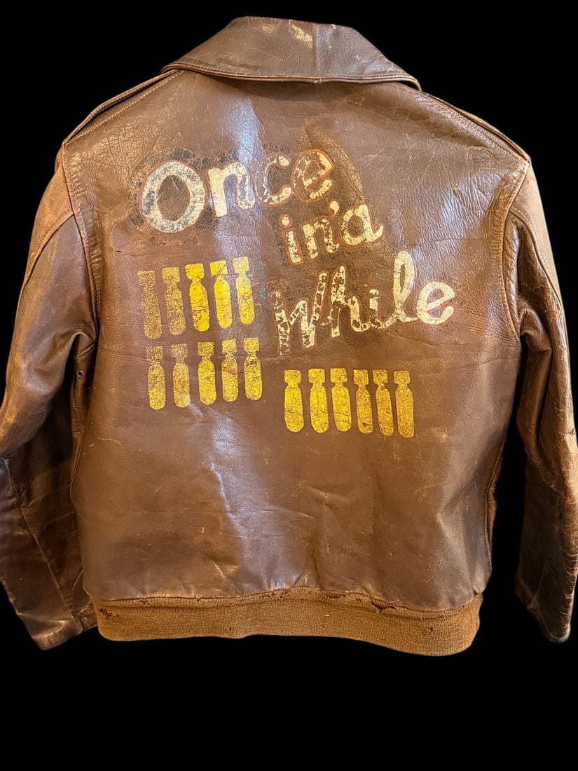 WWII Painted A-2 Jacket 100th Bomb Group - Once In Awhile (1 of 11)