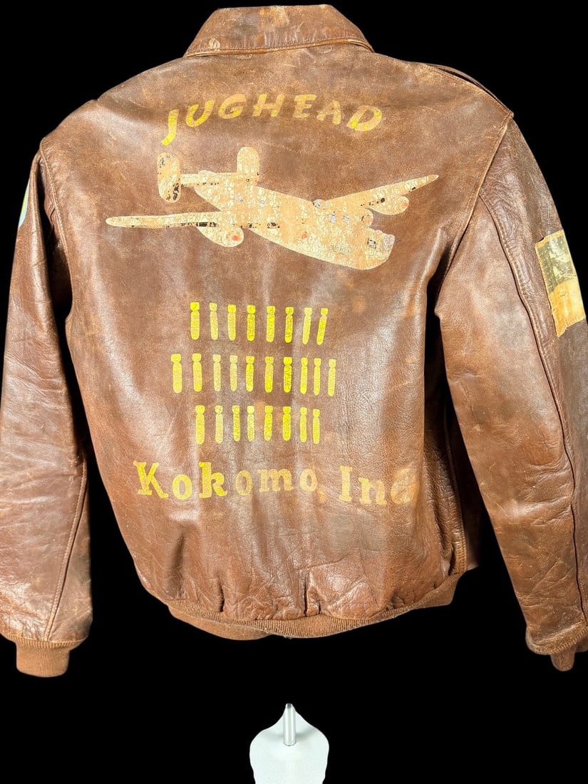 WWII Painted A-2 Jacket 732nd Bomb Squadron - Jughead - Named (1 of 14)