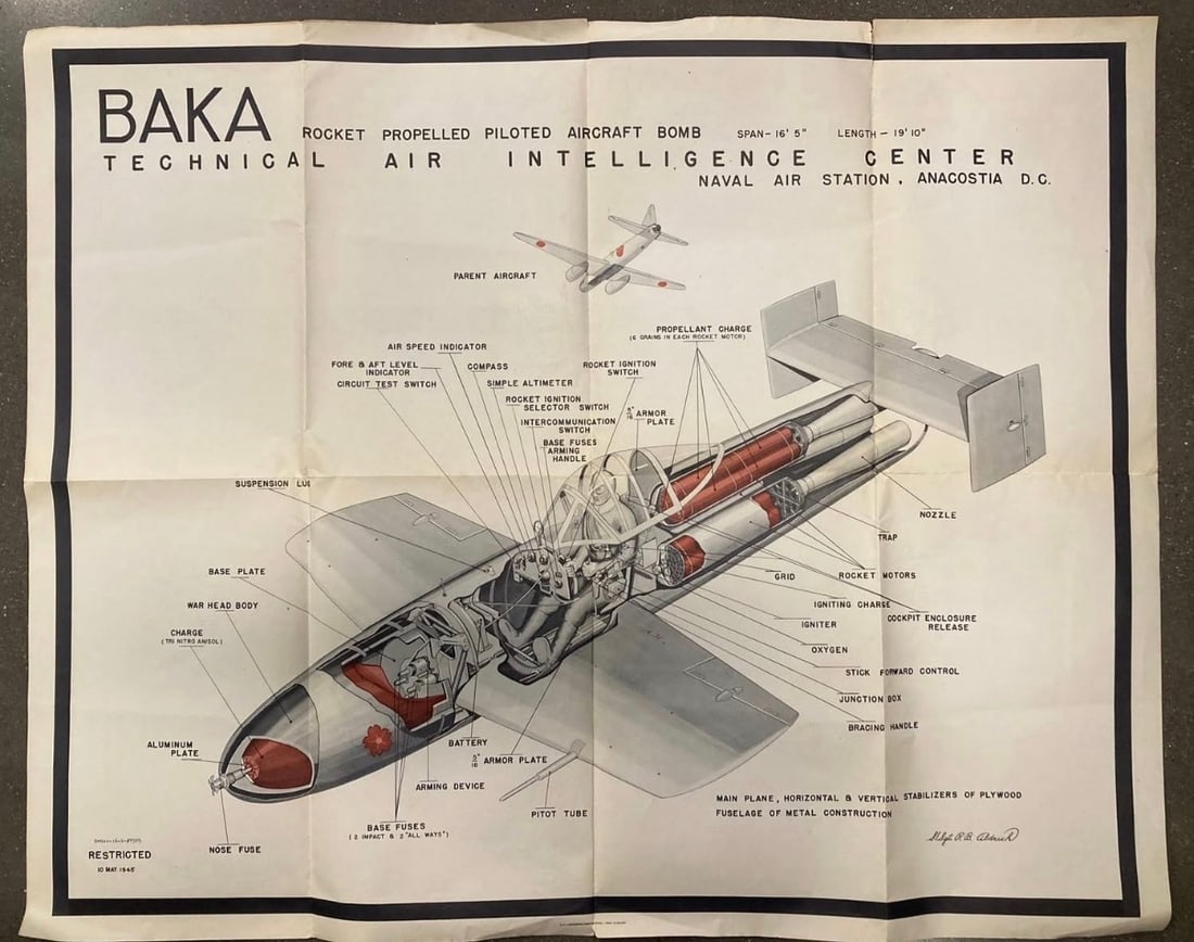 Rare US Intelligence Poster for the Japanese Baka Suicide Aircraft (1 of 5)