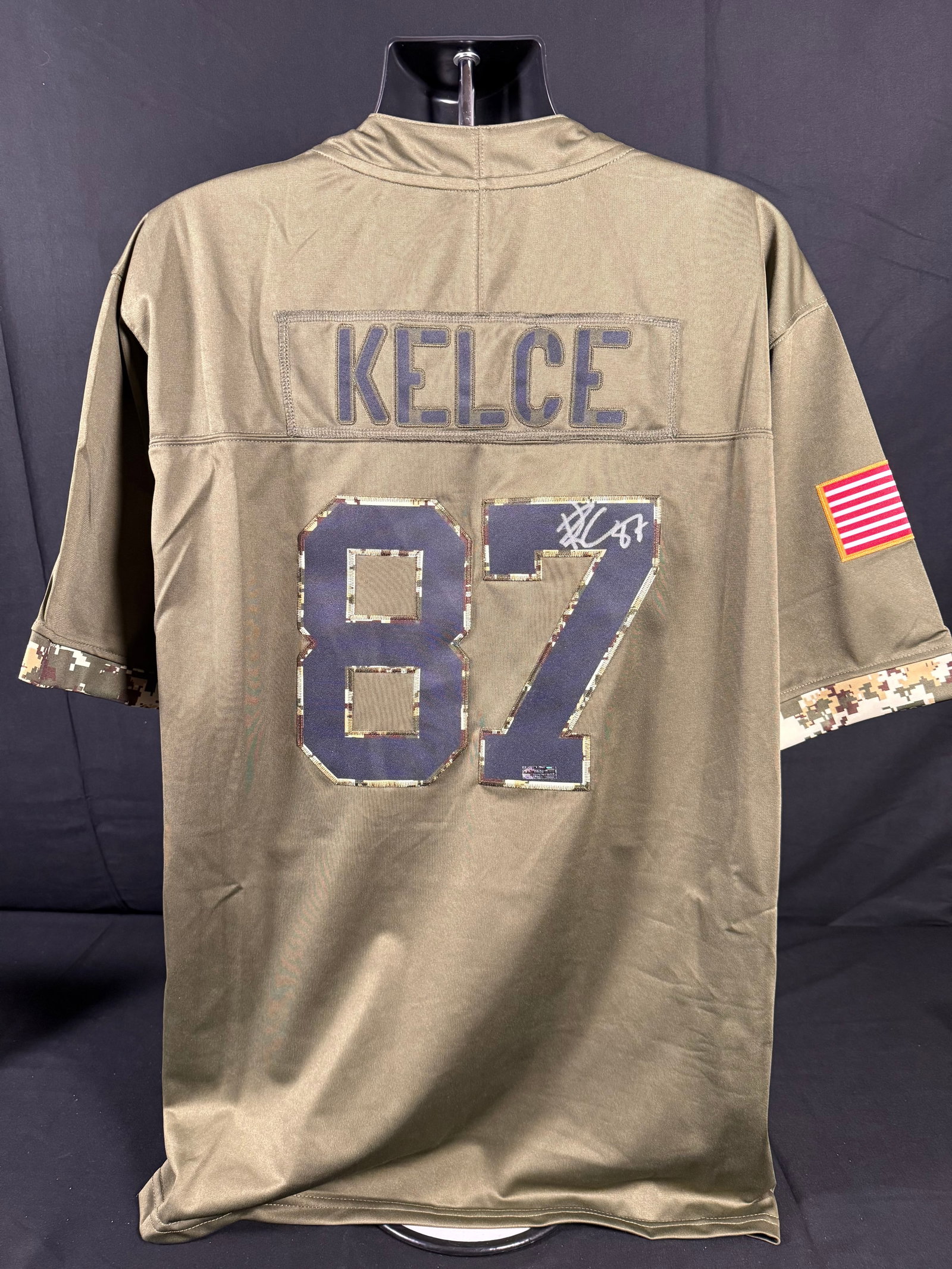 Travis Kelce Signed green Kansas City Chiefs Jersey: Signed custom green Travis Kelce Kansas City Chiefs jersey with COA