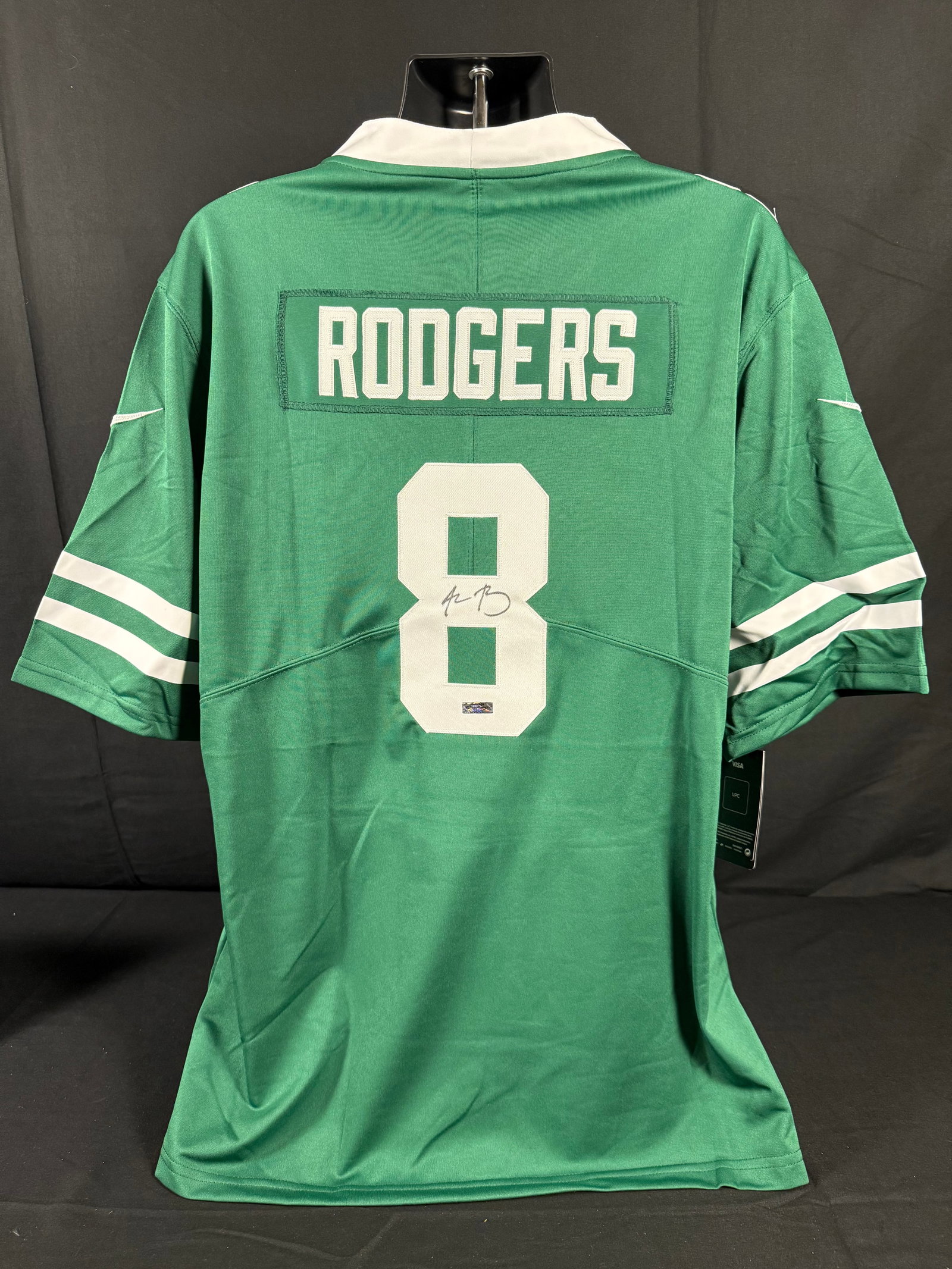 Aaron Rodgers Signed Green New York Jets Jersey: Signed Aaron Rodgers green New York Jets Nike NFL Game Jersey with COA