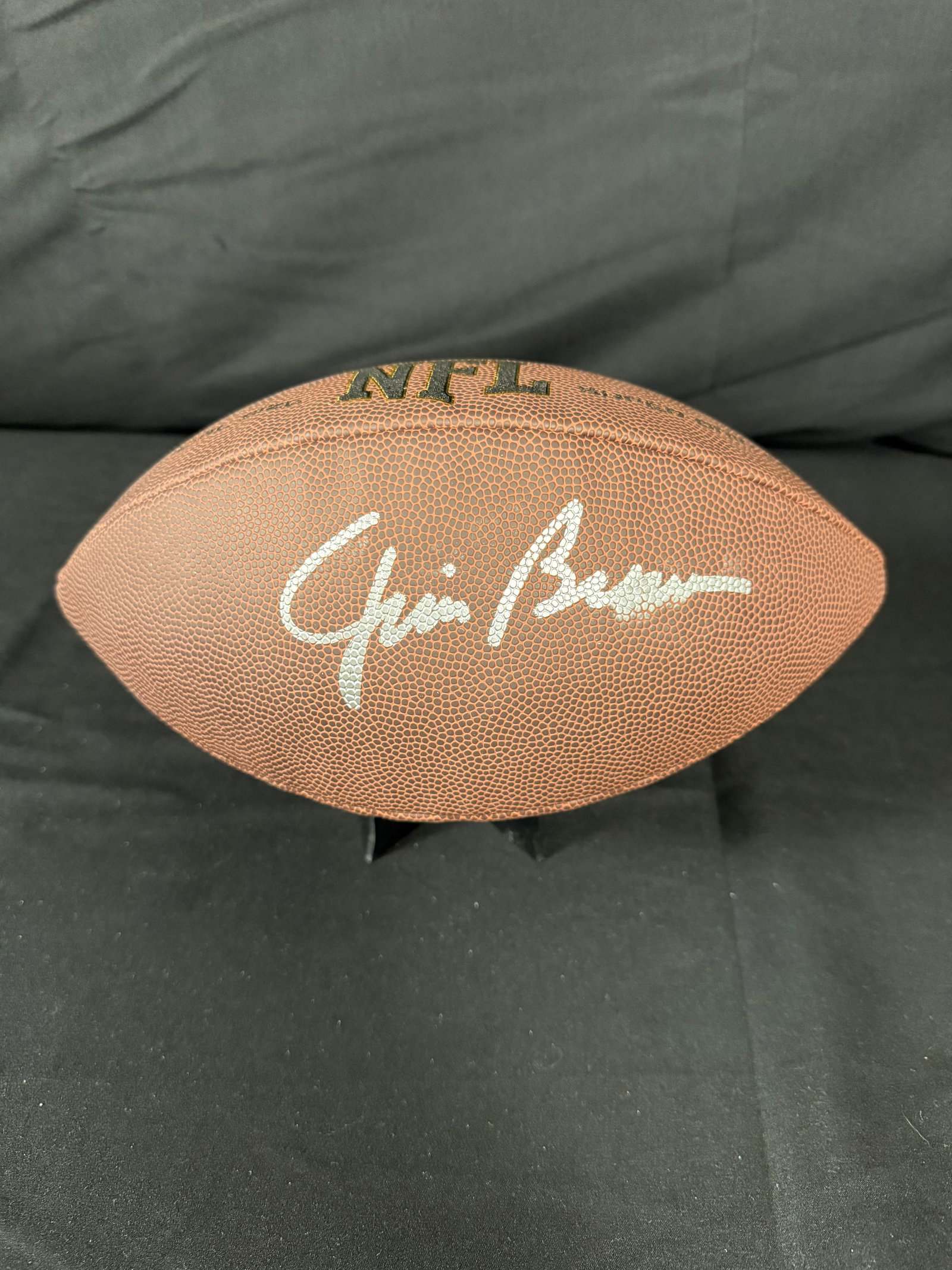 Jim Brown Signed Football: Jim Brown signed Wilson NFL football with COA
