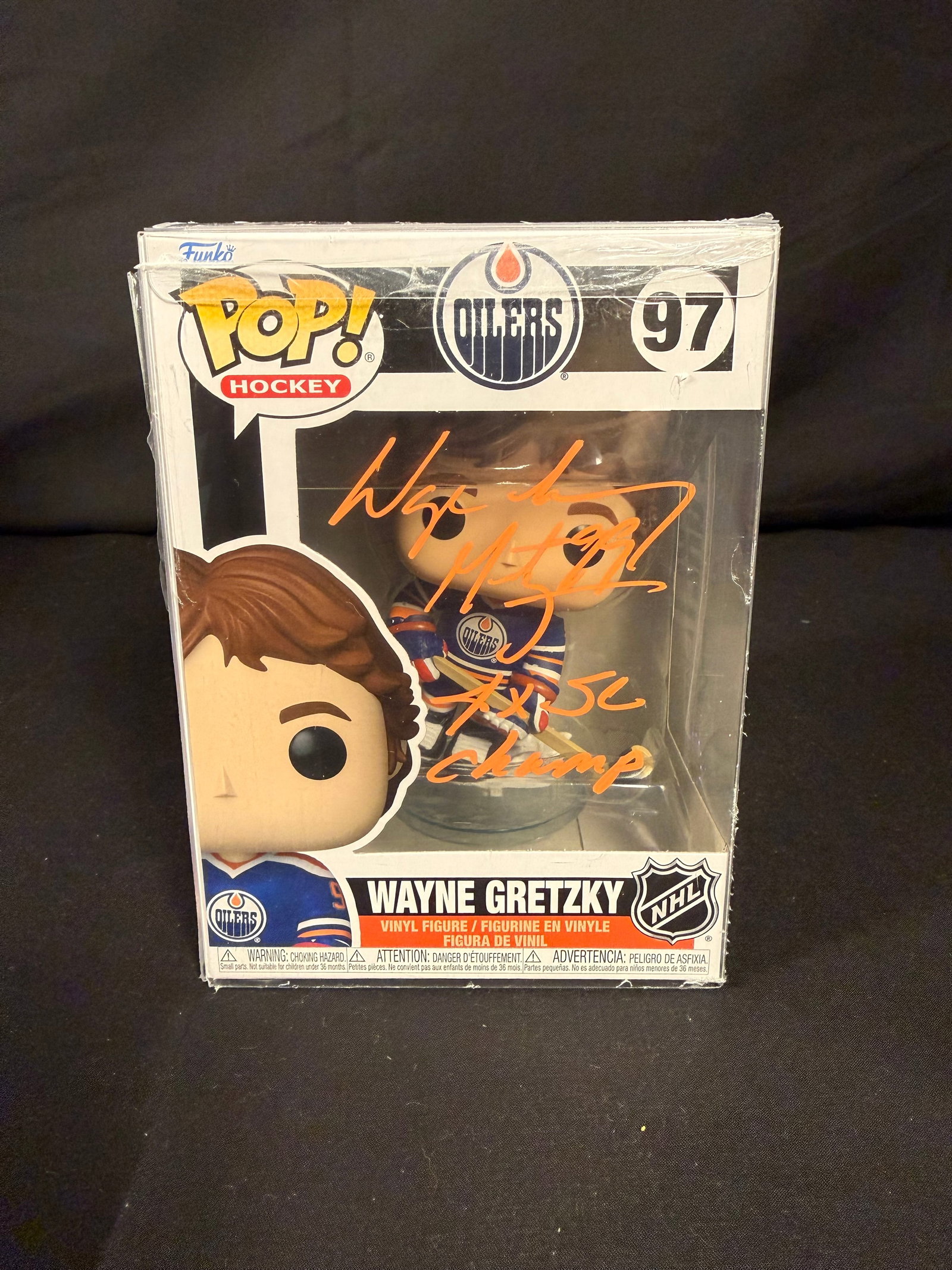 Wayne Gretzky Signed Funko Pop: Wayne Gretzky Edmonton Oilers signed Funko Pop Hockey #97 with COA