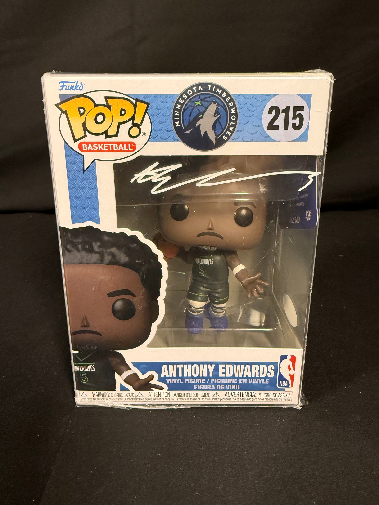 Anthony Edwards Signed Funko Pop: Anthony Edwards Minnesota Timberwolves signed Funko Pop Basketball #215 with COA
