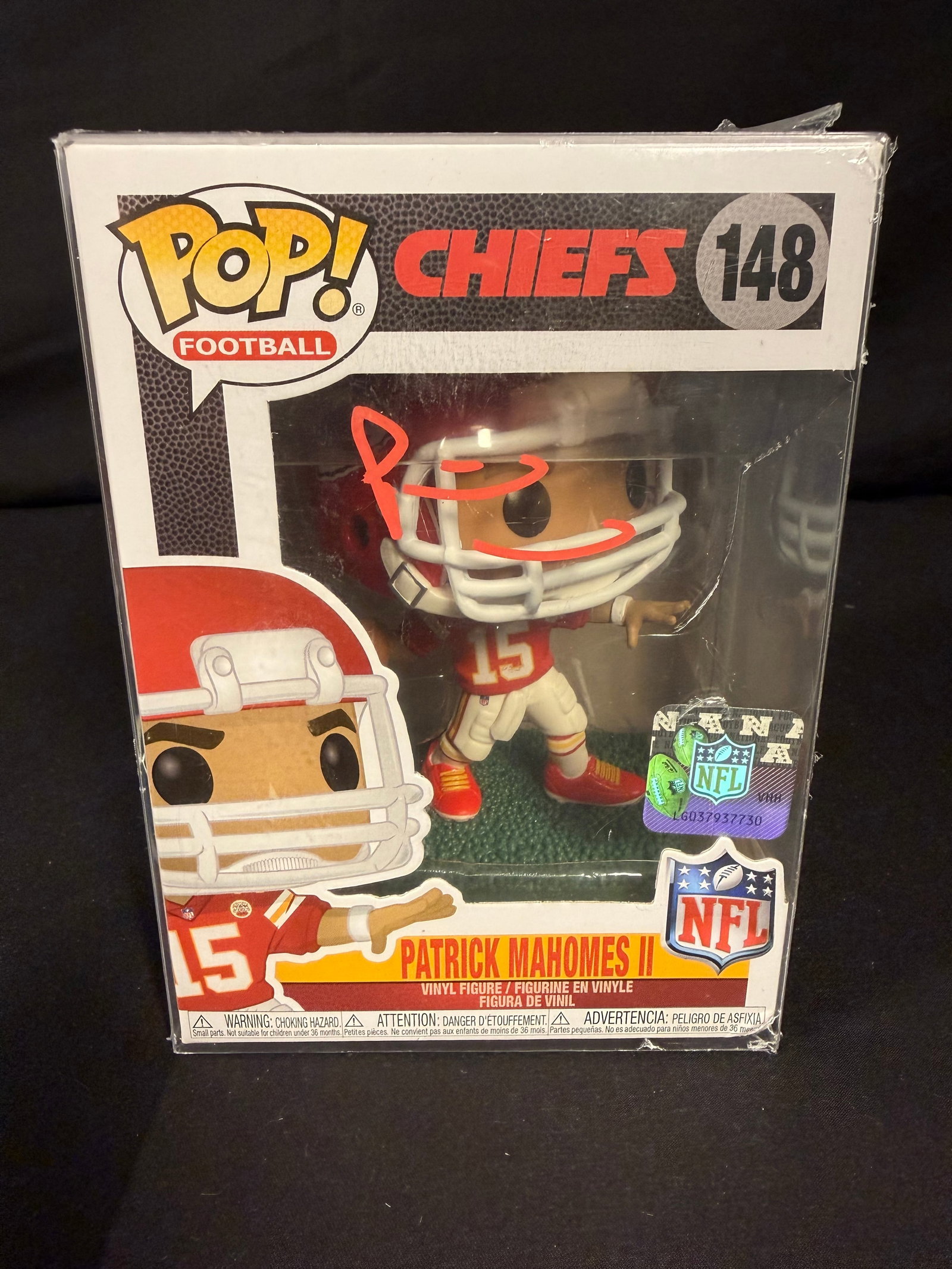 Patrick Mahomes II Signed Funko Pop: Patrick Mahomes Kansas City Chiefs signed Funko Pop Football #148 with COA