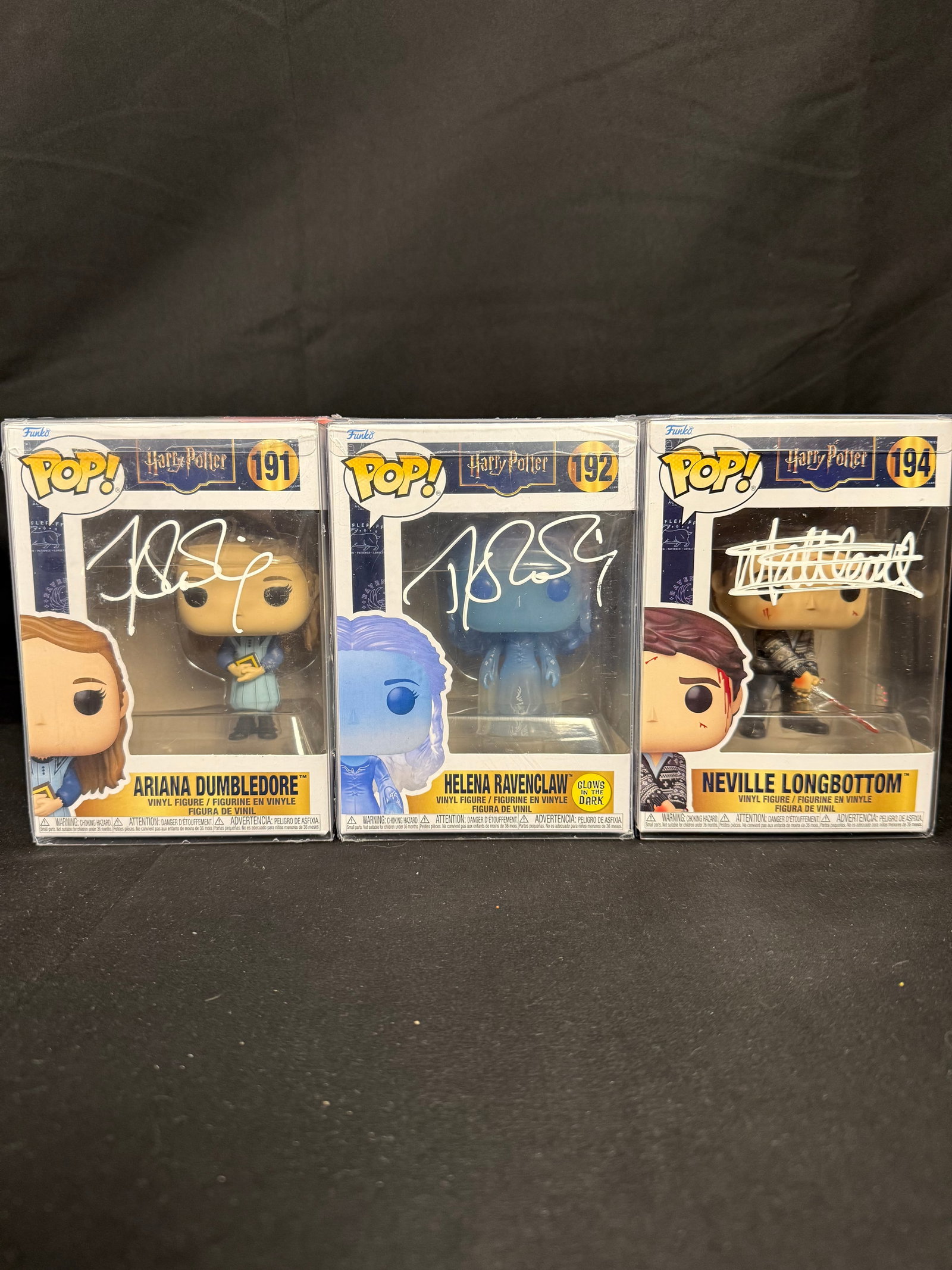 Arianna Dumbledore Helena Ravenclaw and Neville Longbottom Signed Funko Pop Bundle (1 of 4)