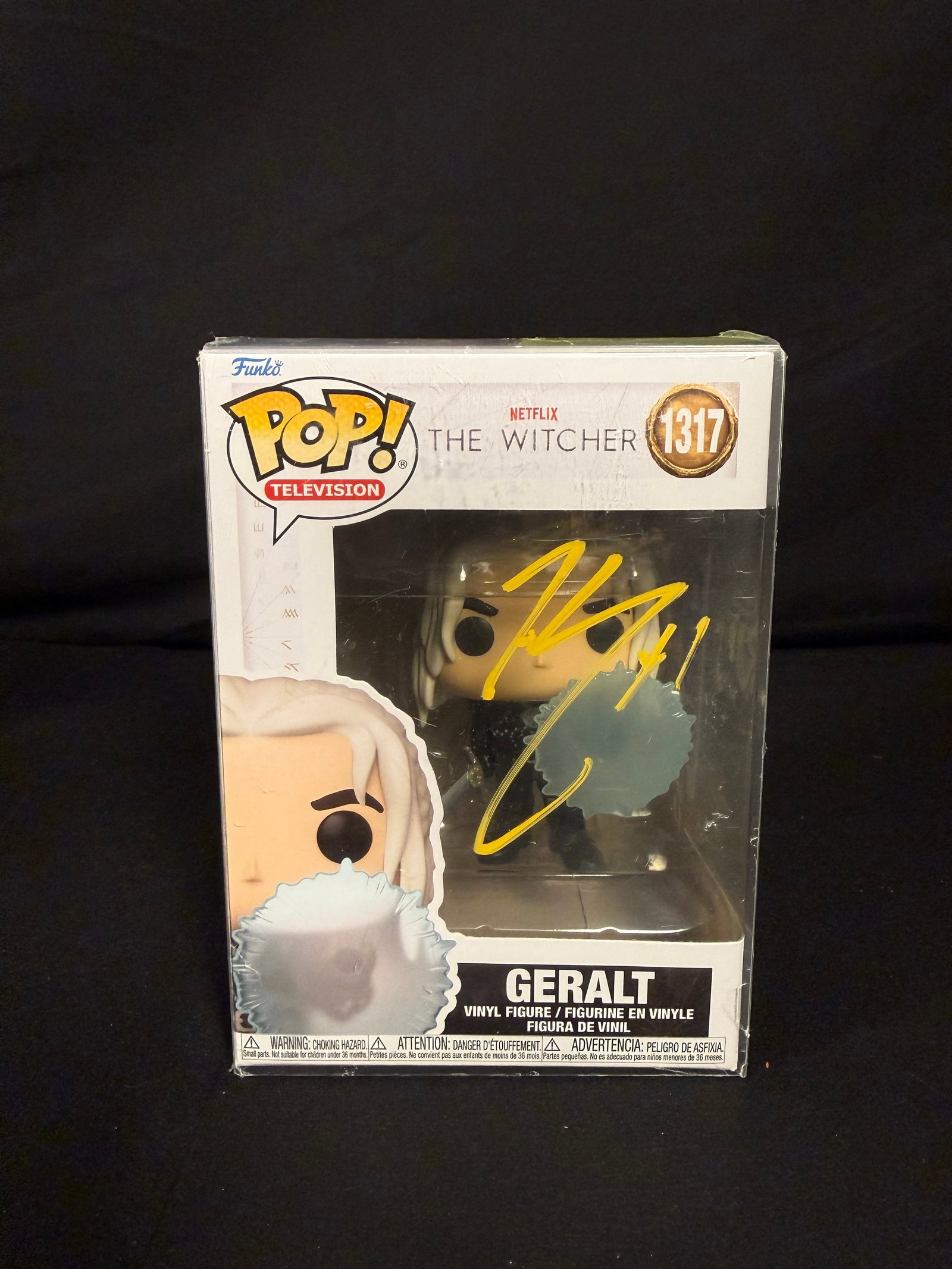 Geralt Signed Funko Pop: Henry Cavil signed Geralt Witcher Funko Pop #1317 with COA