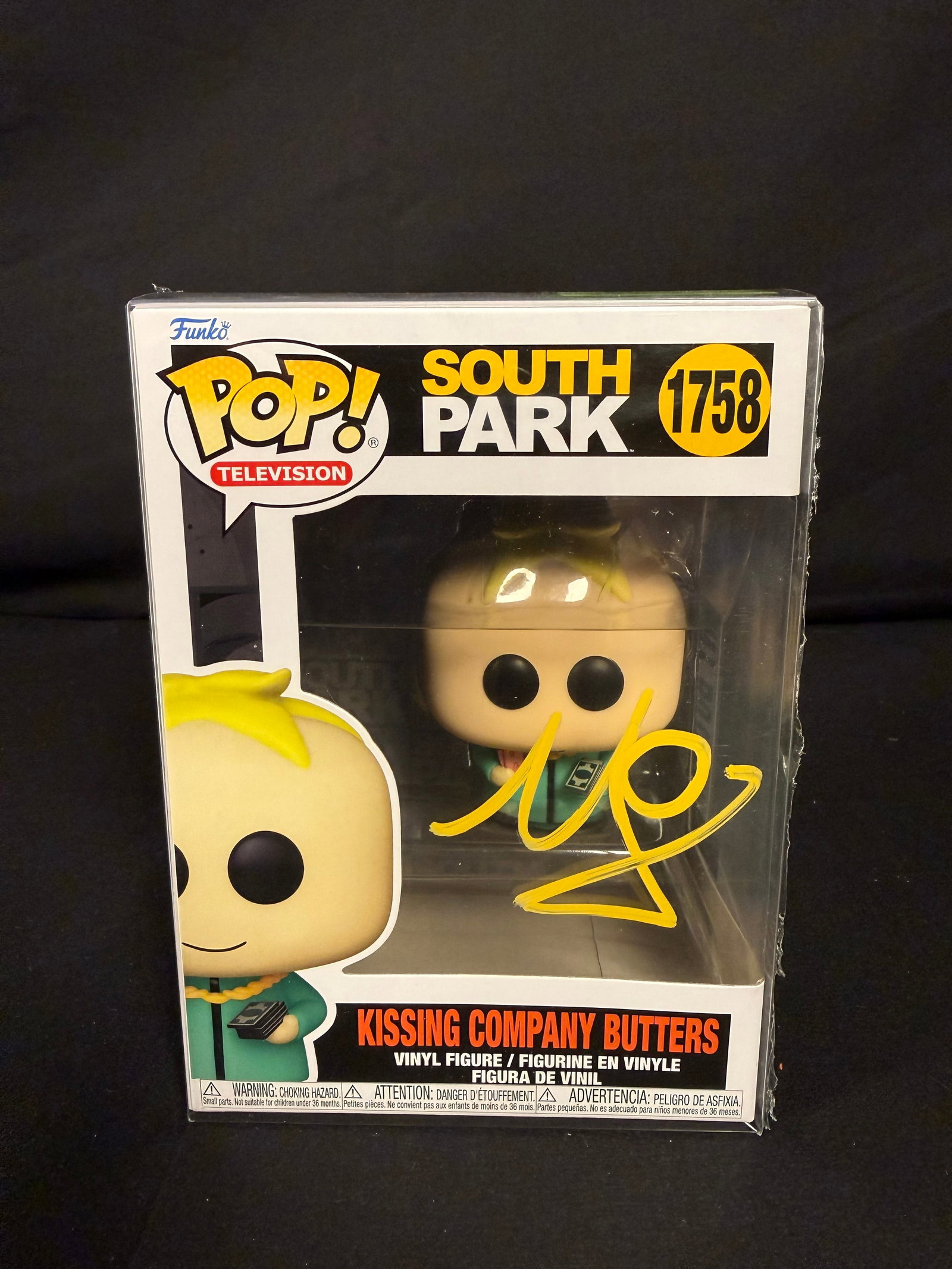 Kissing Company Butters Signed Funko Pop: Matt Stone signed Kissing Company Butters South Park Funko Pop #1758 with COA