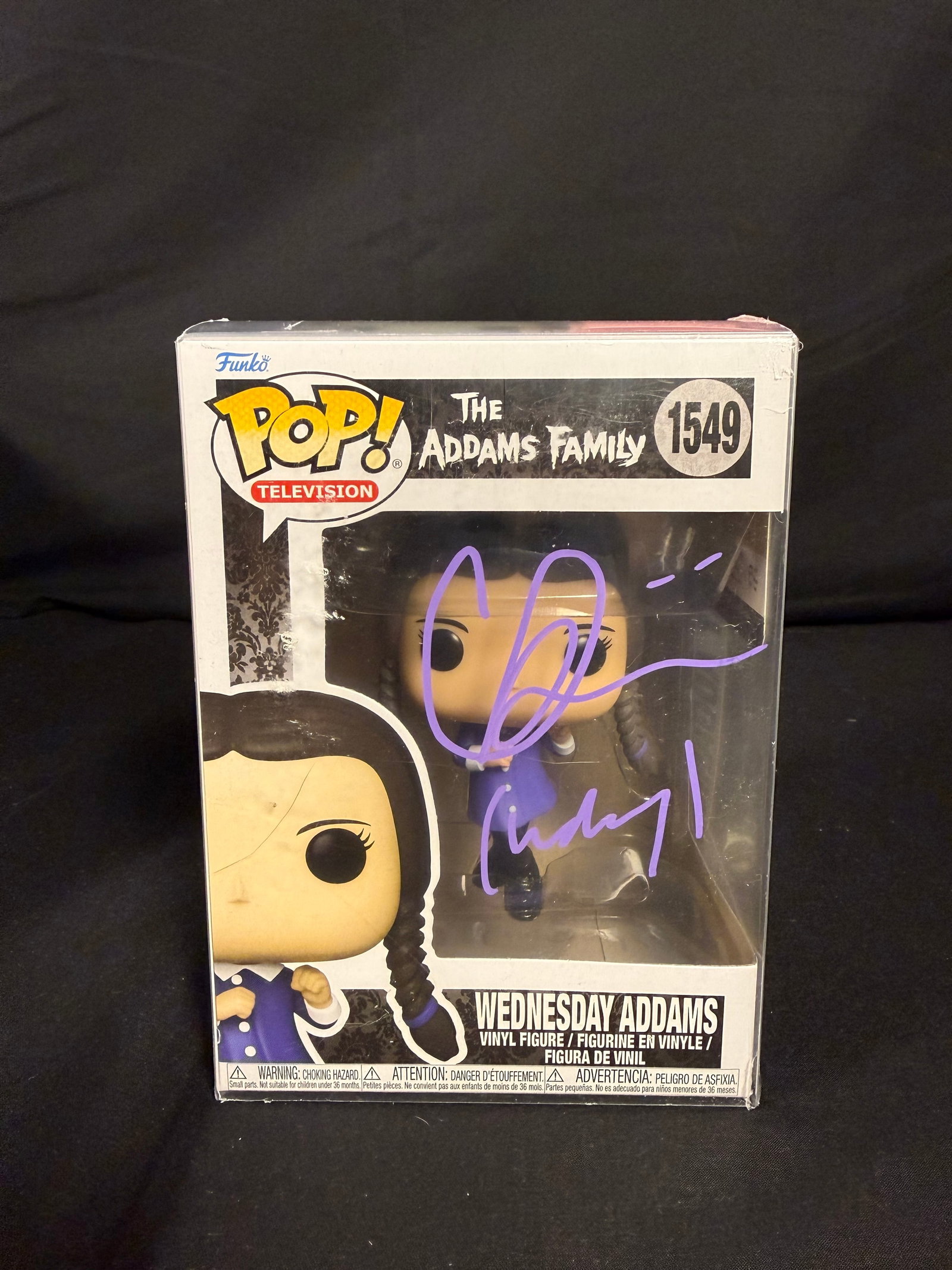 Wednesday Adams Signed Funko Pop: Christina Ricci signed Wednesday Adams The Adams Family Funko Pop #1549 with COA