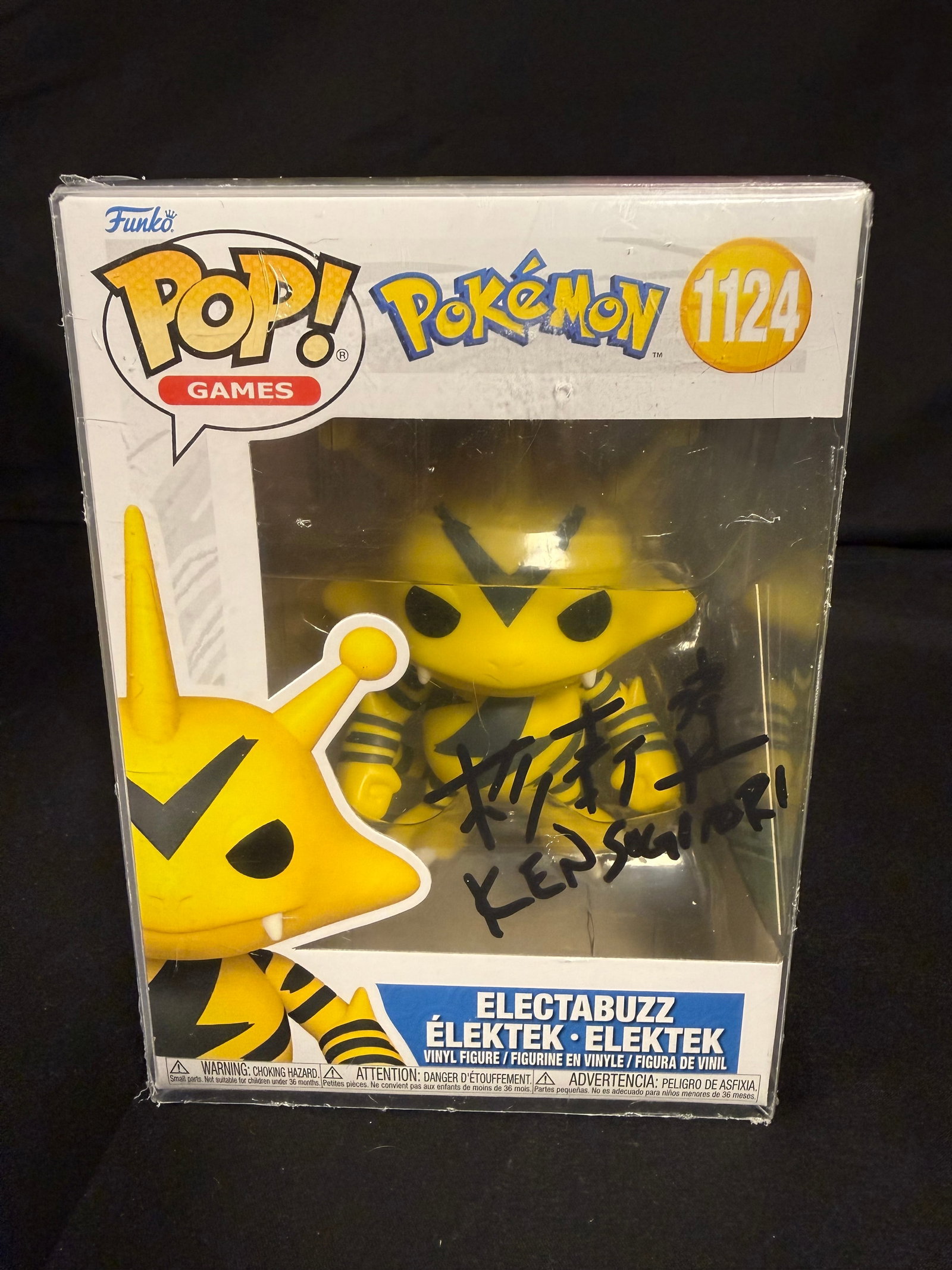 Electabuzz Signed Funko Pop: Ken Sugimori signed Electabuzz Pokemon Funko Pop #1124 with COA