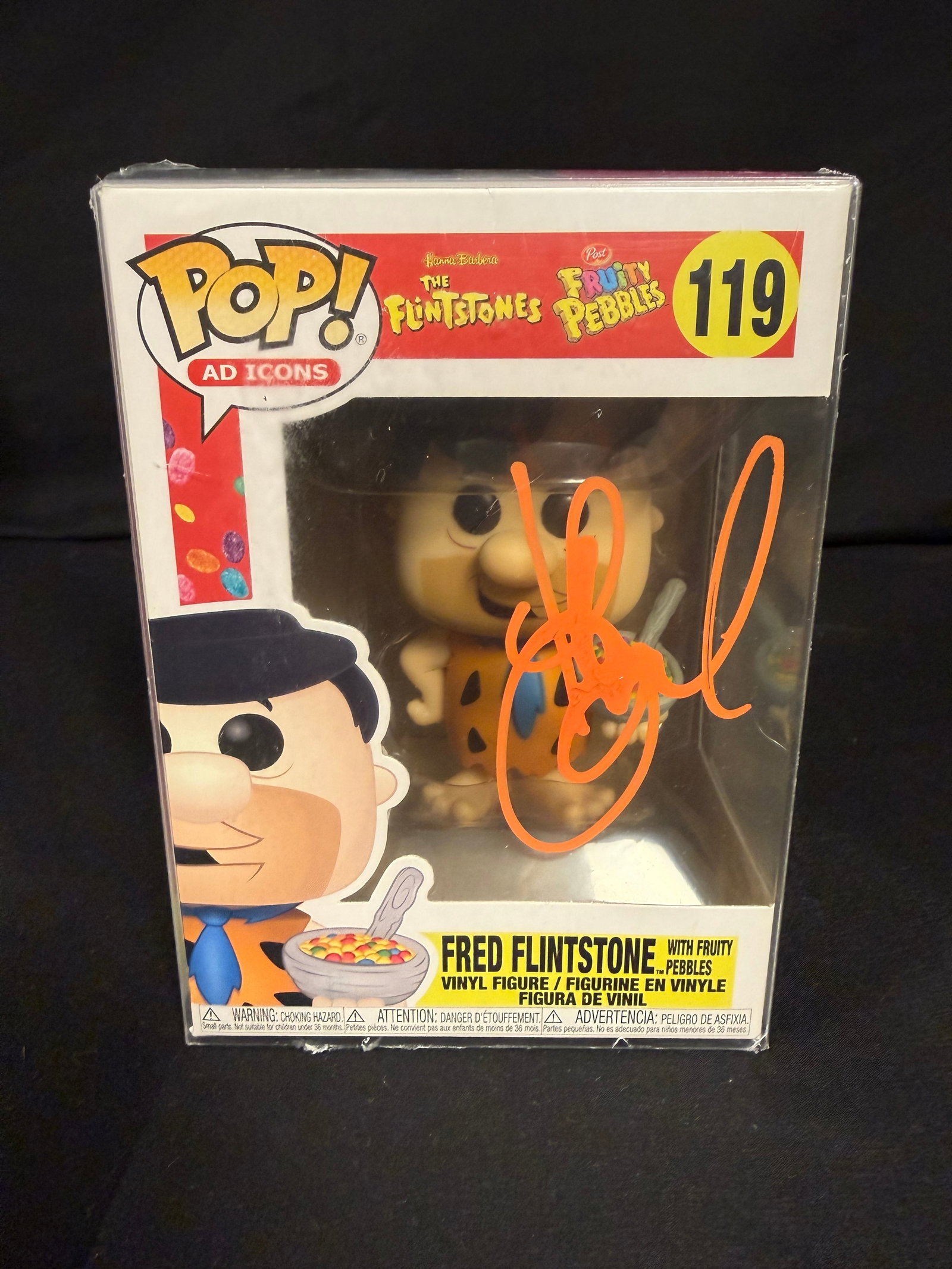 Fred Flinstone Signed Funko Pop: Jeff Bergman signed Fred Flinstone The Flinstones Funko Pop #199 with COA