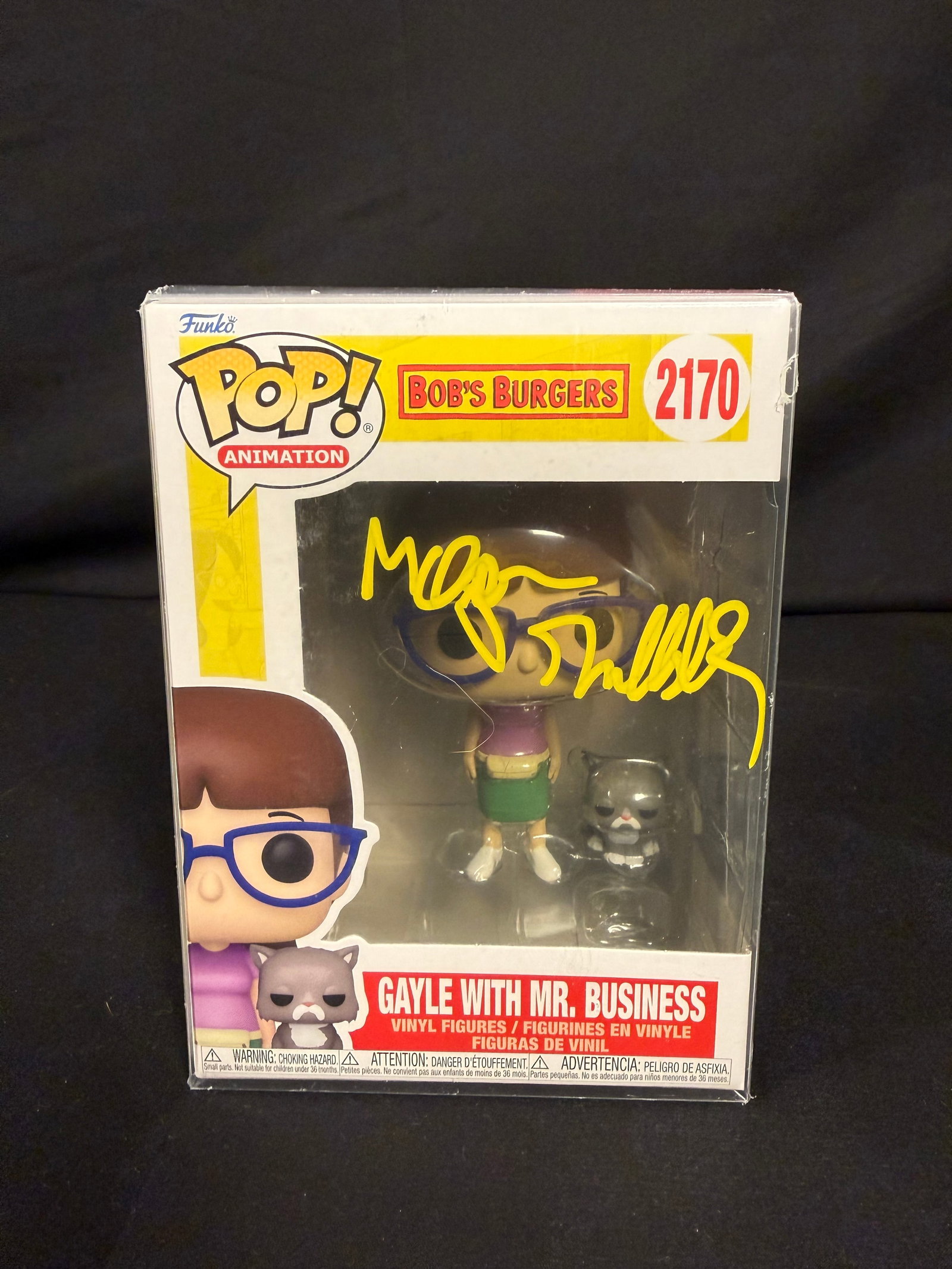 Gayle with Mr. Business Signed Funko Pop: Megan Mullally signed Gayle with Mr. Business Bobs Burgers Funko Pop #2170 with COA