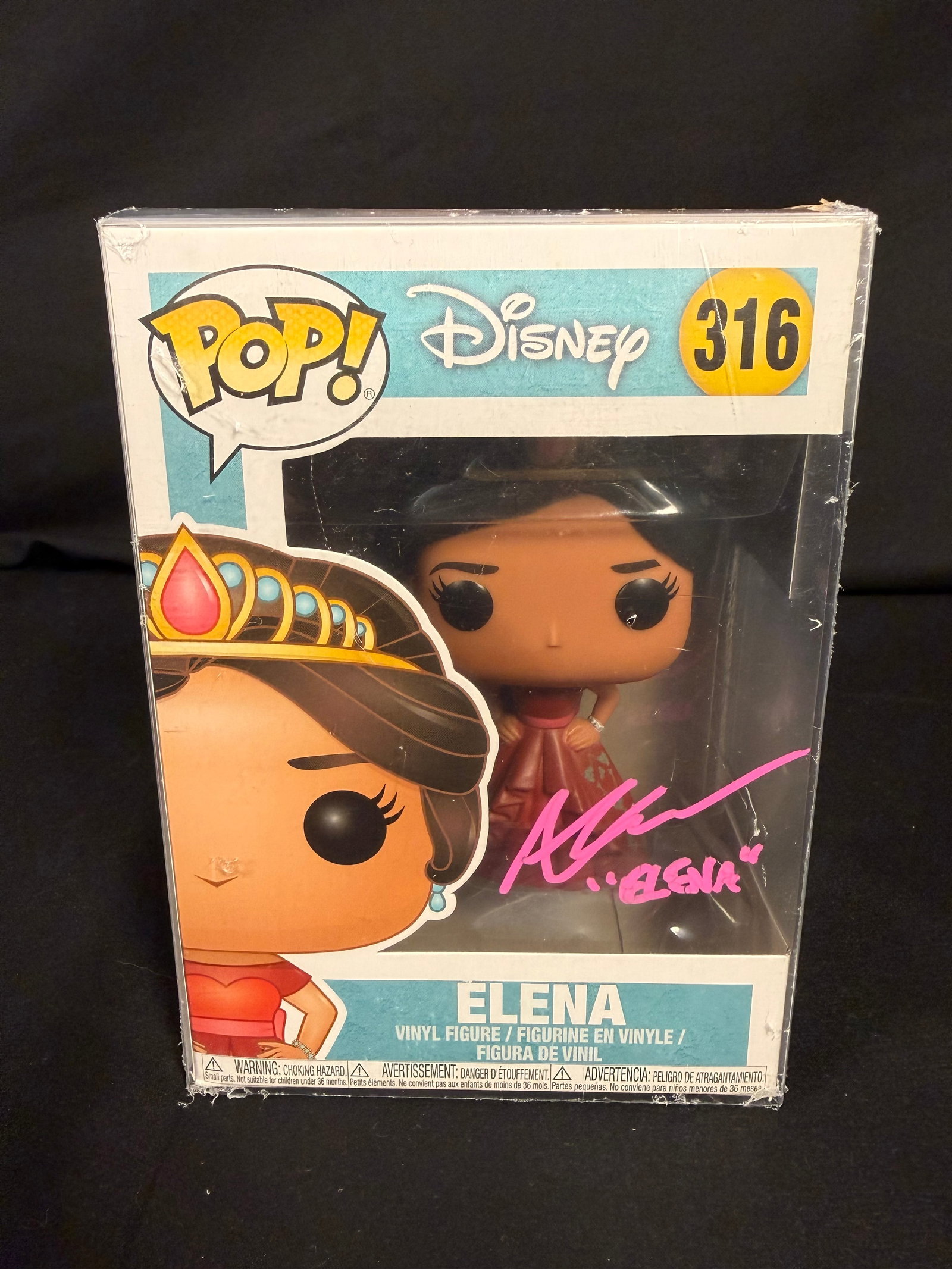 Elena Signed Funko Pop: Aimee Carrero signed Elena Disney Funko Pop #316 with COA