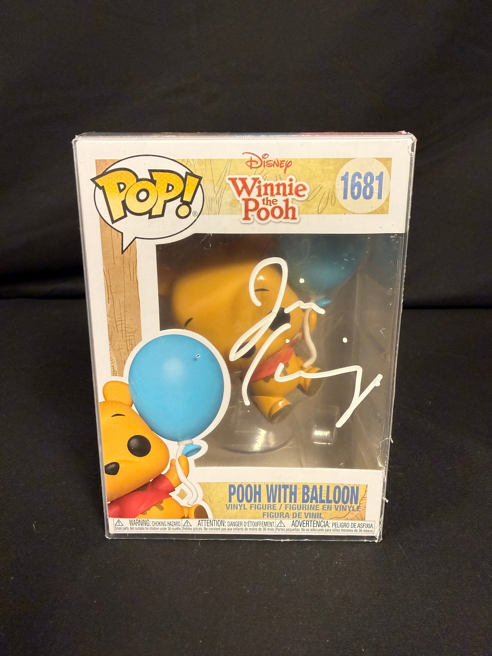 Pooh with Balloon Signed Funko Pop: Jim Cummings signed Pooh with Balloon Winnie the Pooh Funko Pop #1681 with COA