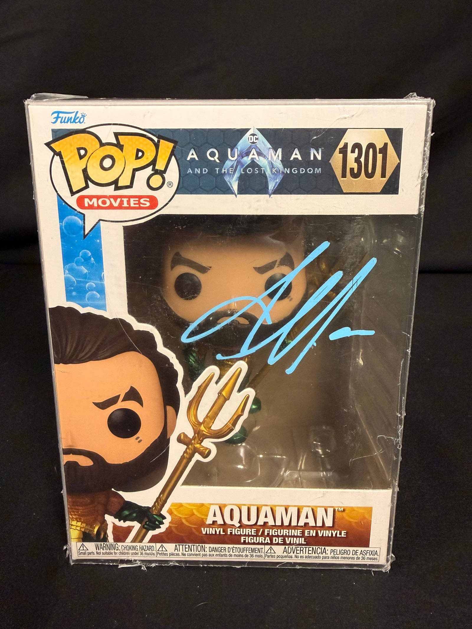 Aquaman Signed Funko Pop: Jason Mamoa signed Aquaman Aquaman and the Lost Kingdom Funko Pop #1301 with COA