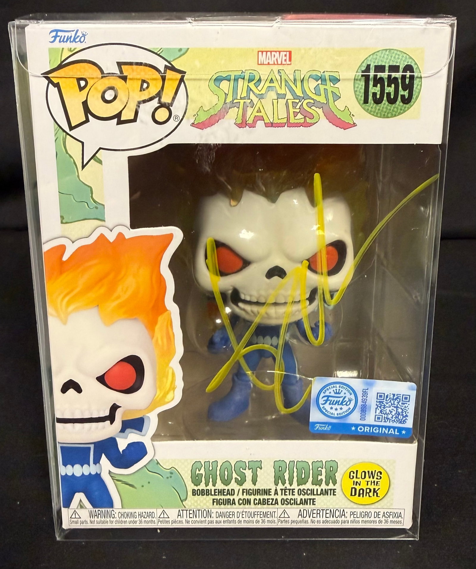 Ghost Rider Signed Funko pop: Gabriel Luna signed Ghost Rider Strange Tales Funko Pop #1559 with COA